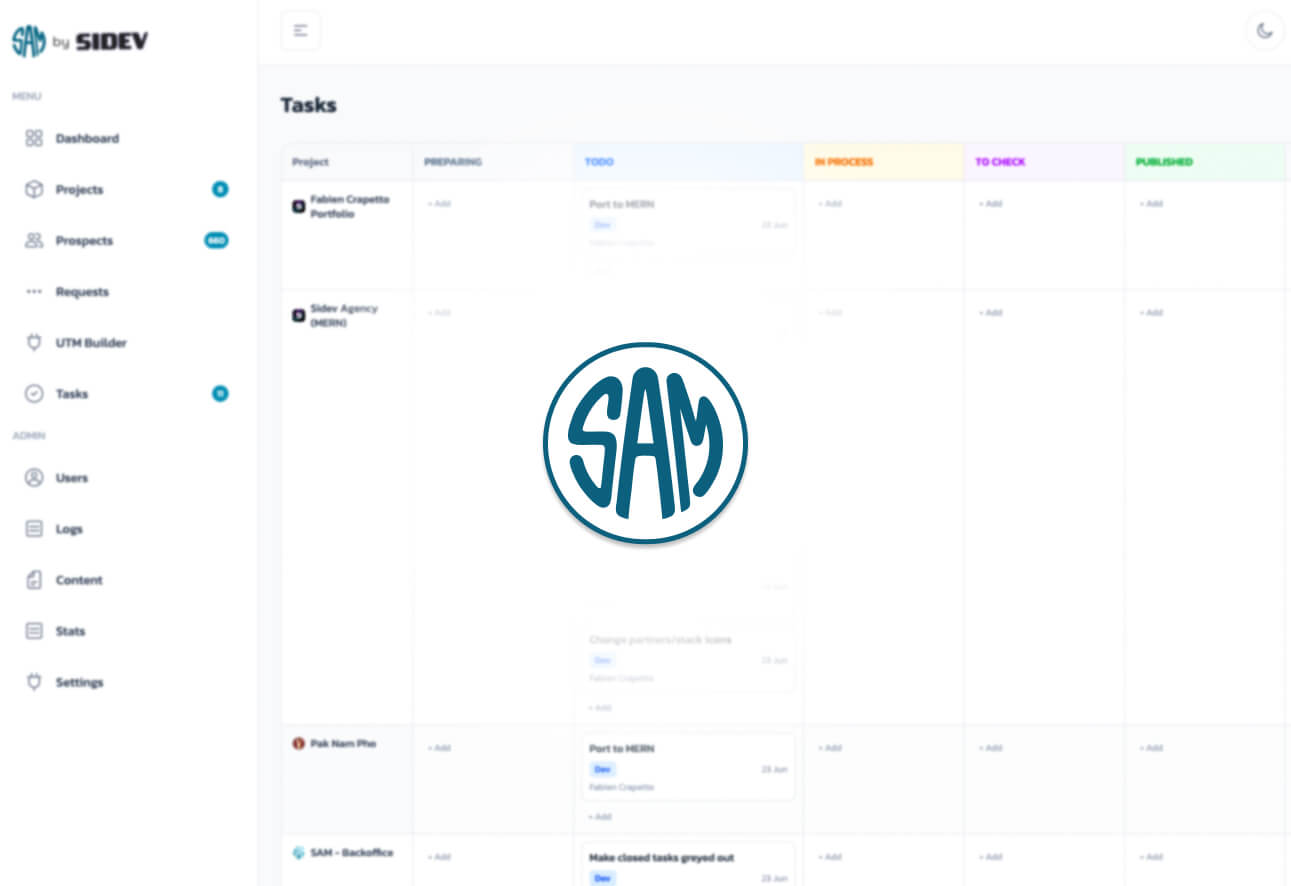SAM — Sales & Management SaaS Tool screenshot